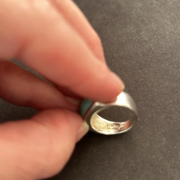 Sterling Silver And Faux Turquoise Ring Size 5 GUC - Picture 8 of 8